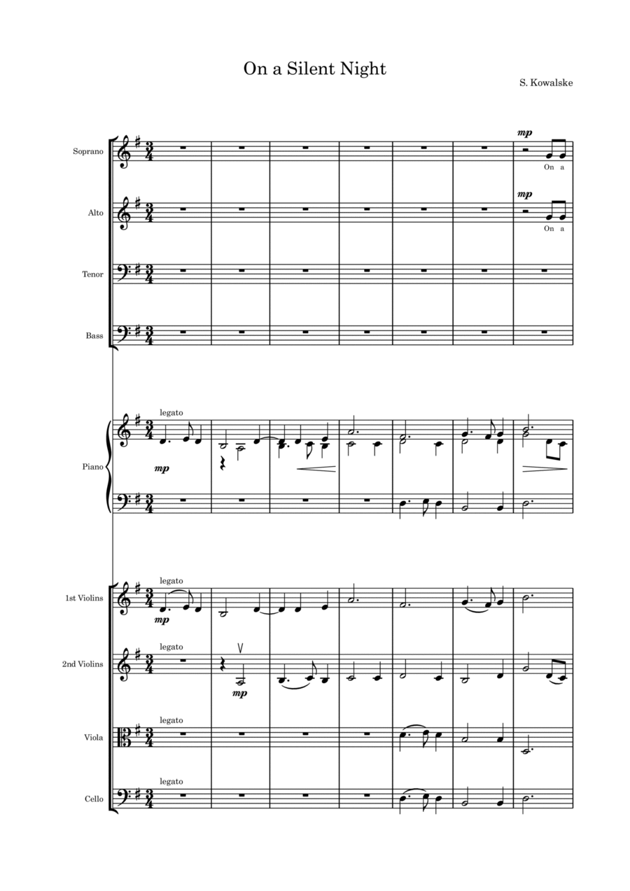 On a Silent Night 4-Part scores gallery preview page 1