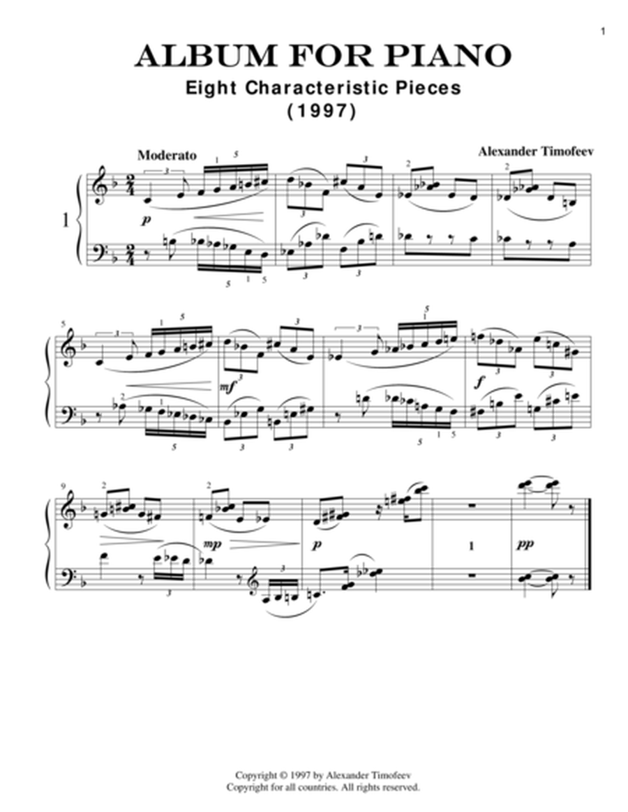 Album for Piano, Eight Characteristic Pieces (1997) image number null