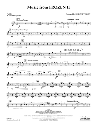Book cover for Music from Disney's Frozen 2 (arr. Johnnie Vinson) - Pt.3 - Bb Tenor Saxophone
