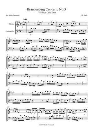 Book cover for Brandenburg Concerto No. 3: Violin & Cello Duet