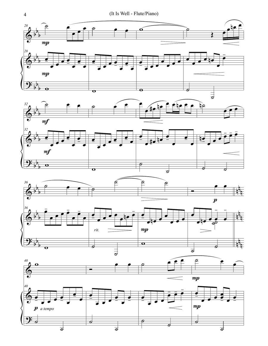 It Is Well With My Soul (Solo Flute, Piano) Flute Solo scores gallery preview page 4