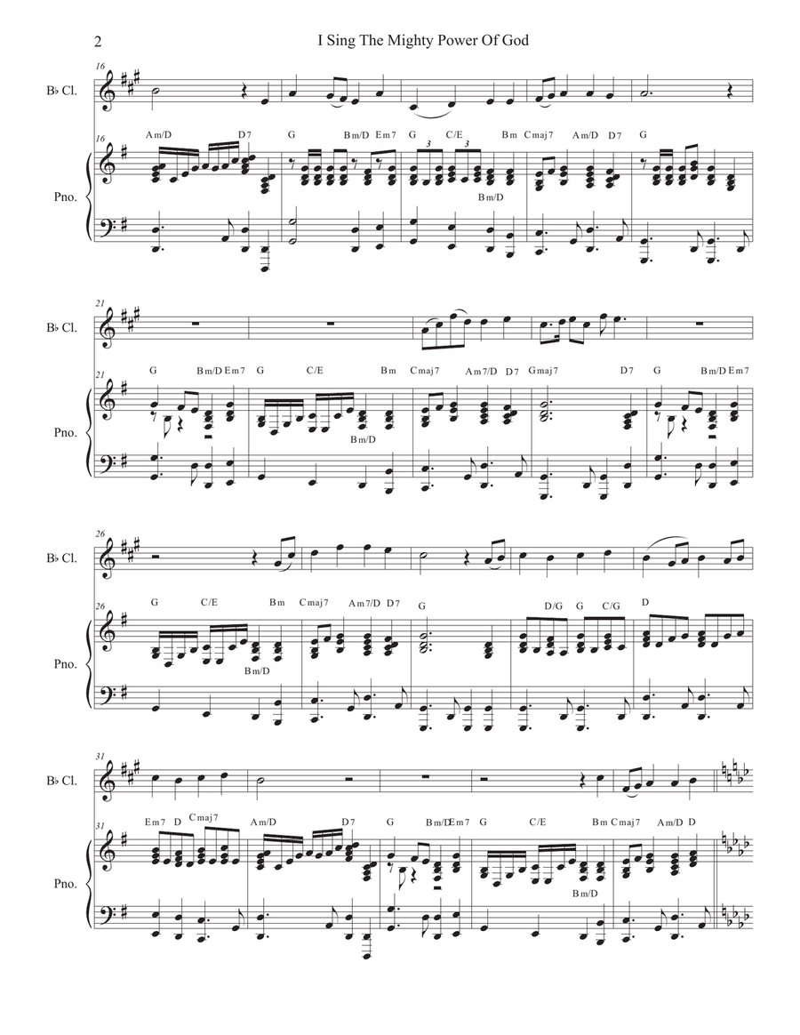 I Sing The Mighty Power Of God (Bb-Clarinet solo - Piano accompaniment) Clarinet Solo scores gallery preview page 3