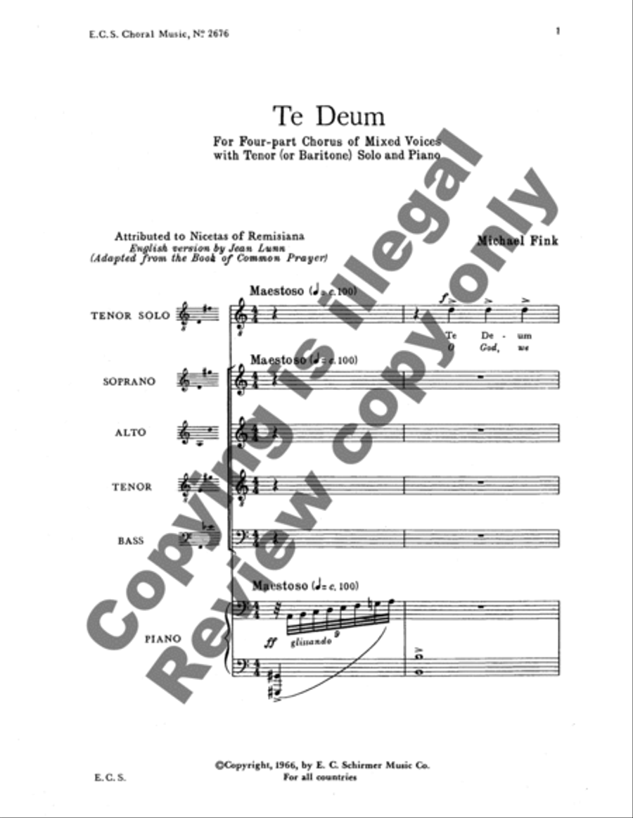 Te Deum (O God, we laud and praise Thee) 4-Part scores gallery preview page 8