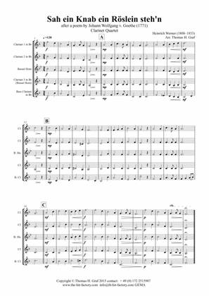 Sah ein Knab ein Roeslein stehn - German Folk Song - Clarinet Quartet