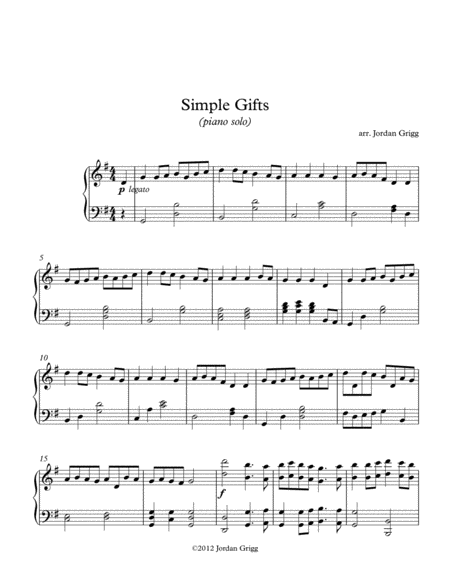 Simple Gifts (Piano Solo) image number null
