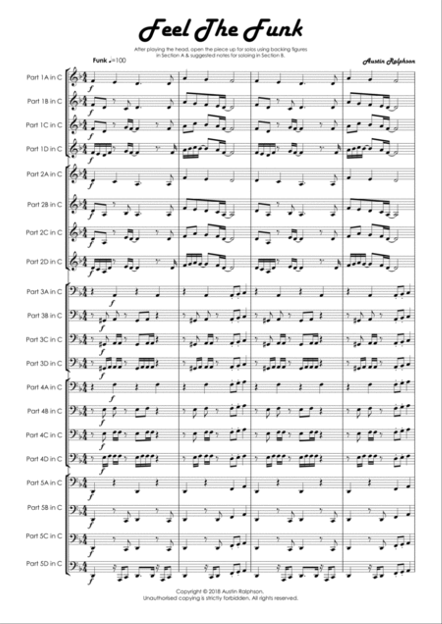 Feel The Funk for classrooms and school ensembles - Mixed Abilities Classroom and School Ensemble Concert Band scores gallery preview page 4