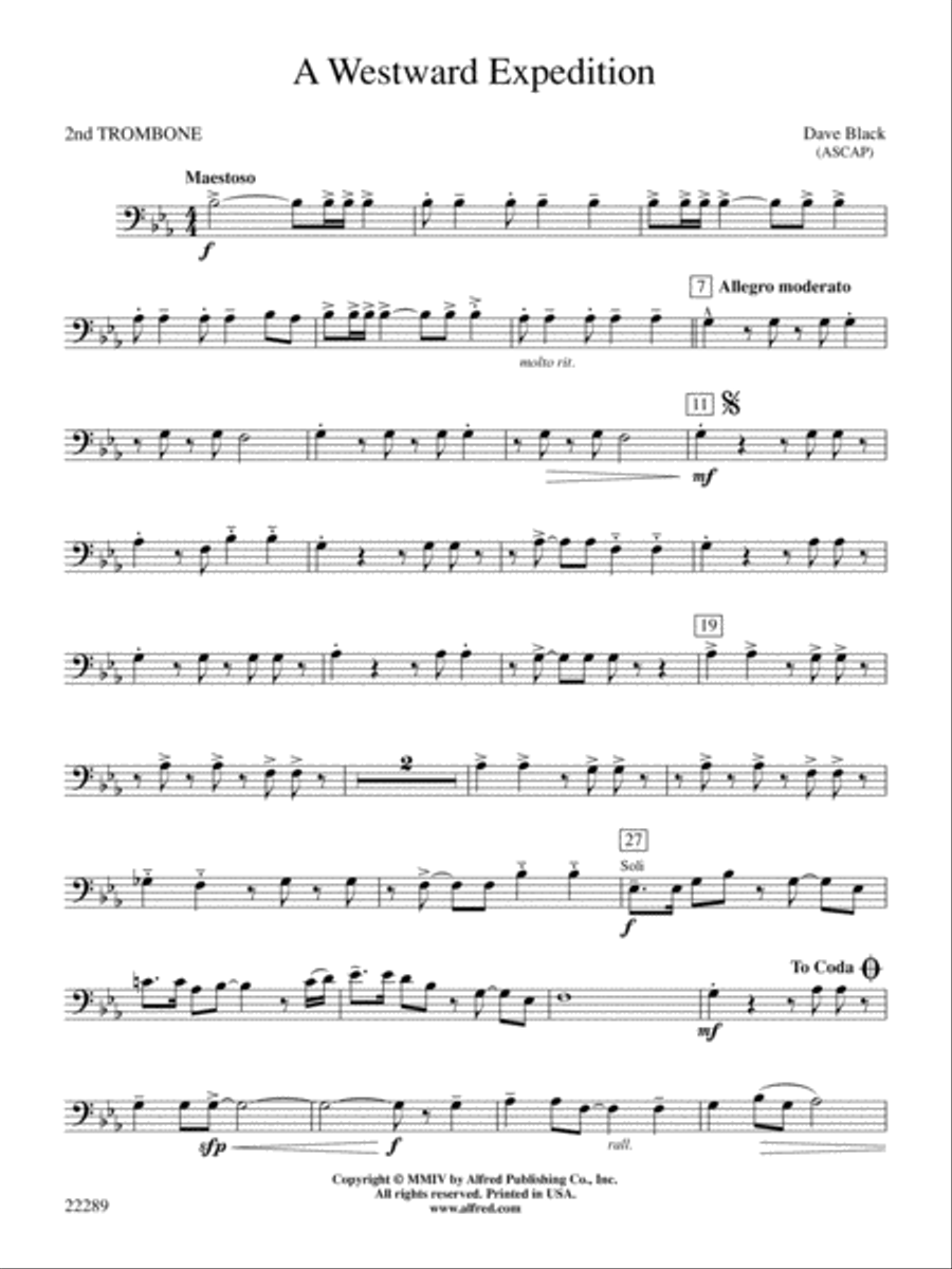 A Westward Expedition: 2nd Trombone Concert Band scores gallery preview page 1
