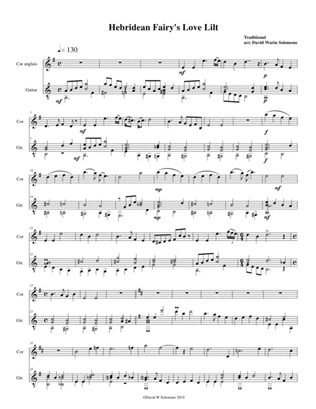 Hebridean fairy's love song (Tha Mi sgith) arranged for cor anglais and guitar