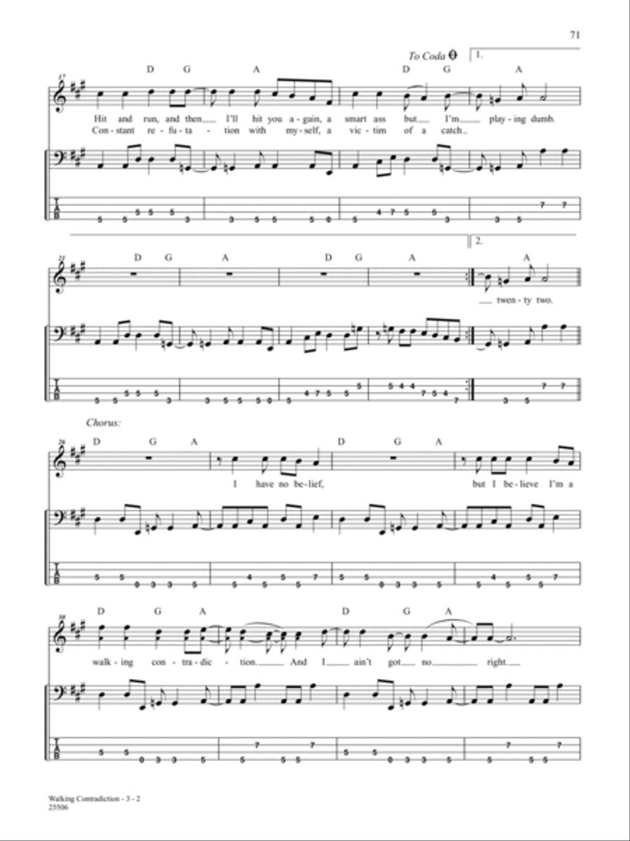 Walking Contradiction Walking Contradiction Bass Guitar Tablature scores gallery preview page 2