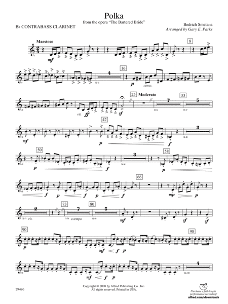 Polka from The Bartered Bride: (wp) B-flat Contrabass Clarinet