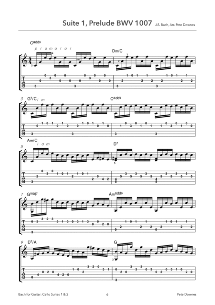Bach for Guitar: Cello Suites 1 and 2 BWV 1007 and BWV 1008 Cello scores gallery preview page 6