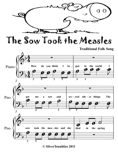 Sow Took the Measles Beginner Piano Sheet Music 2nd Edition