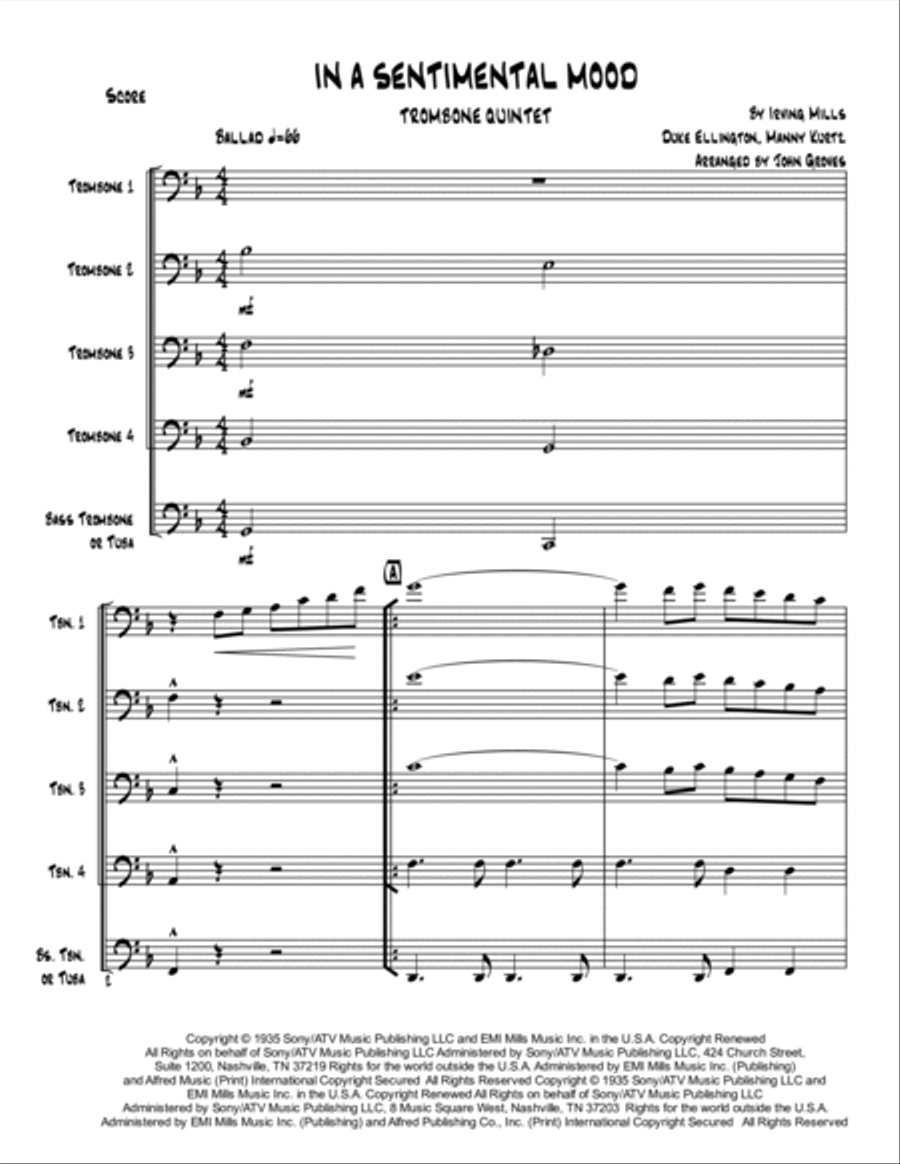 In A Sentimental Mood Brass Ensemble scores gallery preview page 3