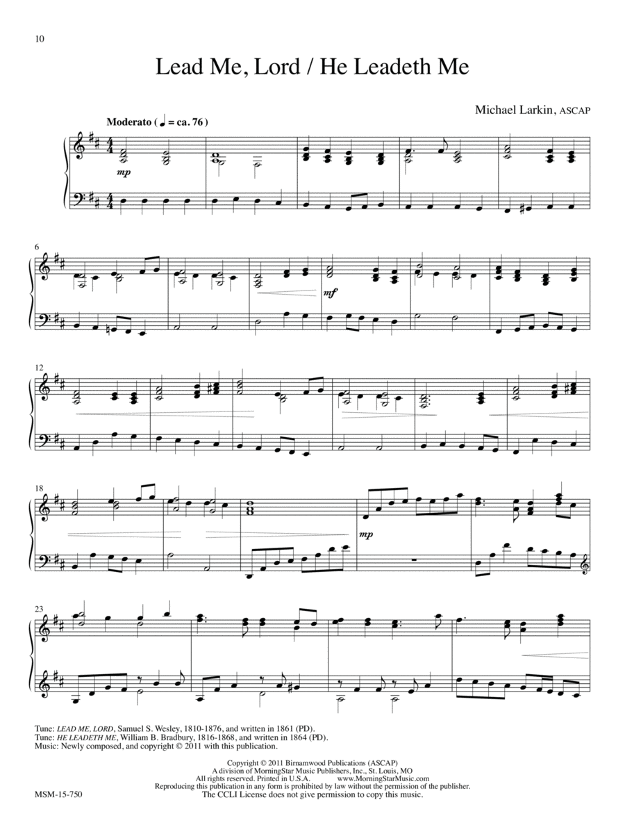 Lead Me, Lord / He Leadeth Me Piano Solo scores gallery preview page 1