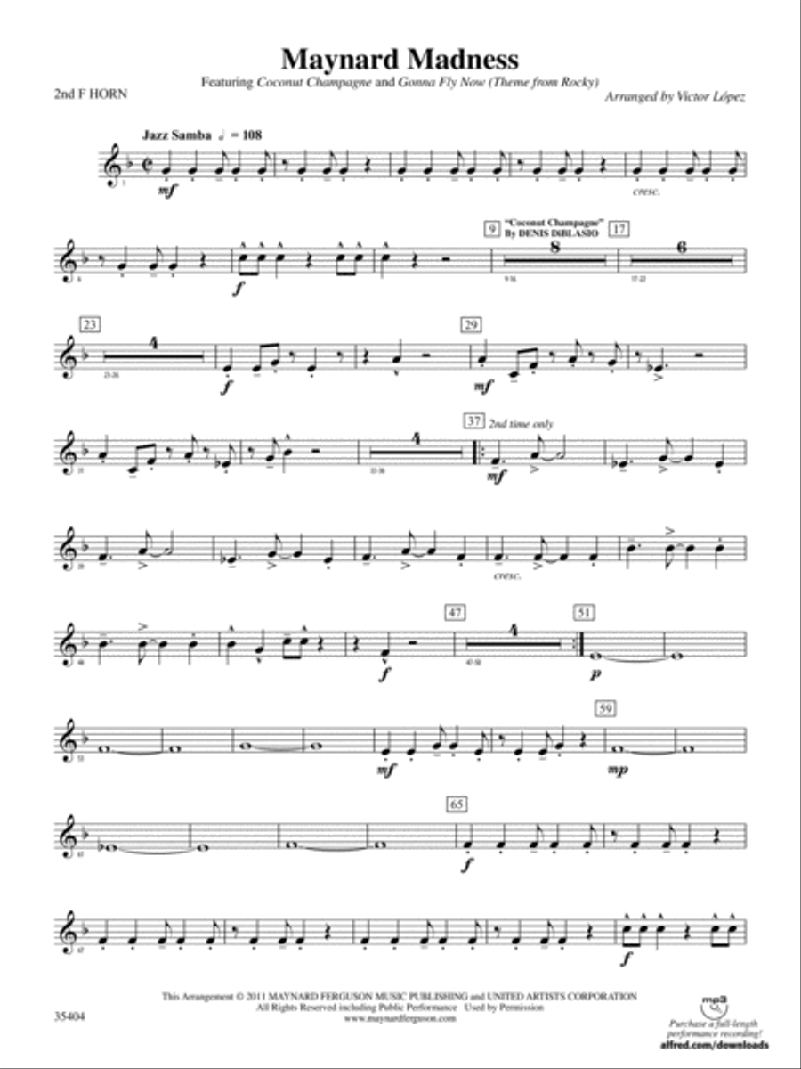 Maynard Madness: 2nd F Horn Concert Band scores gallery preview page 1