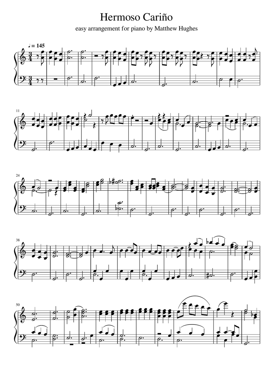Hermoso Carino Hermoso Carino Easy Piano scores gallery preview page 1