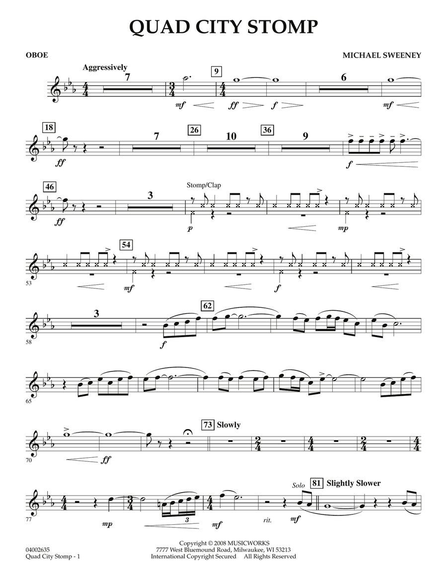 Quad City Stomp - Oboe Concert Band scores gallery preview page 1