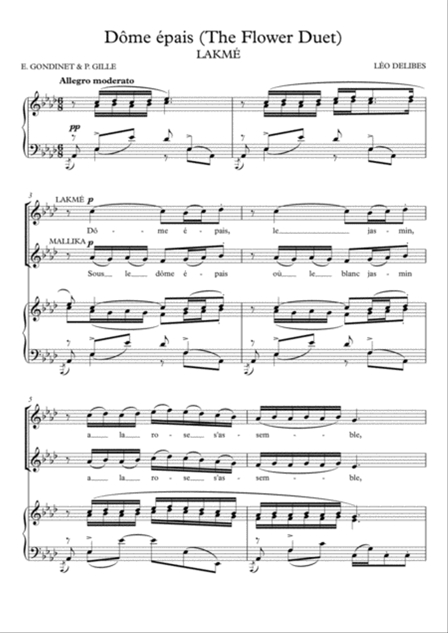 Dôme épais (The Flower Duet) - Lakmé (Ab Major) Vocal Duet scores gallery preview page 2