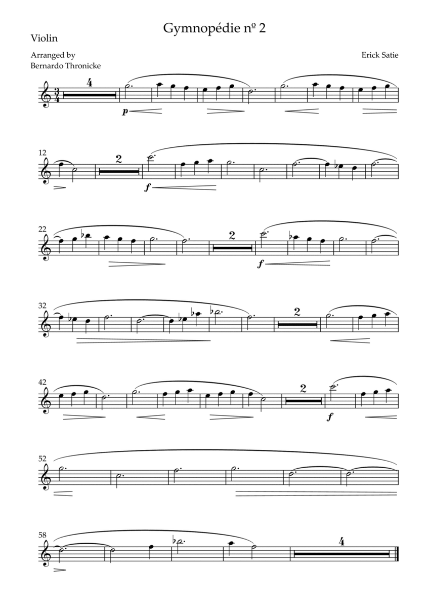 Gymnopédie nº 2 - For Violin image number null