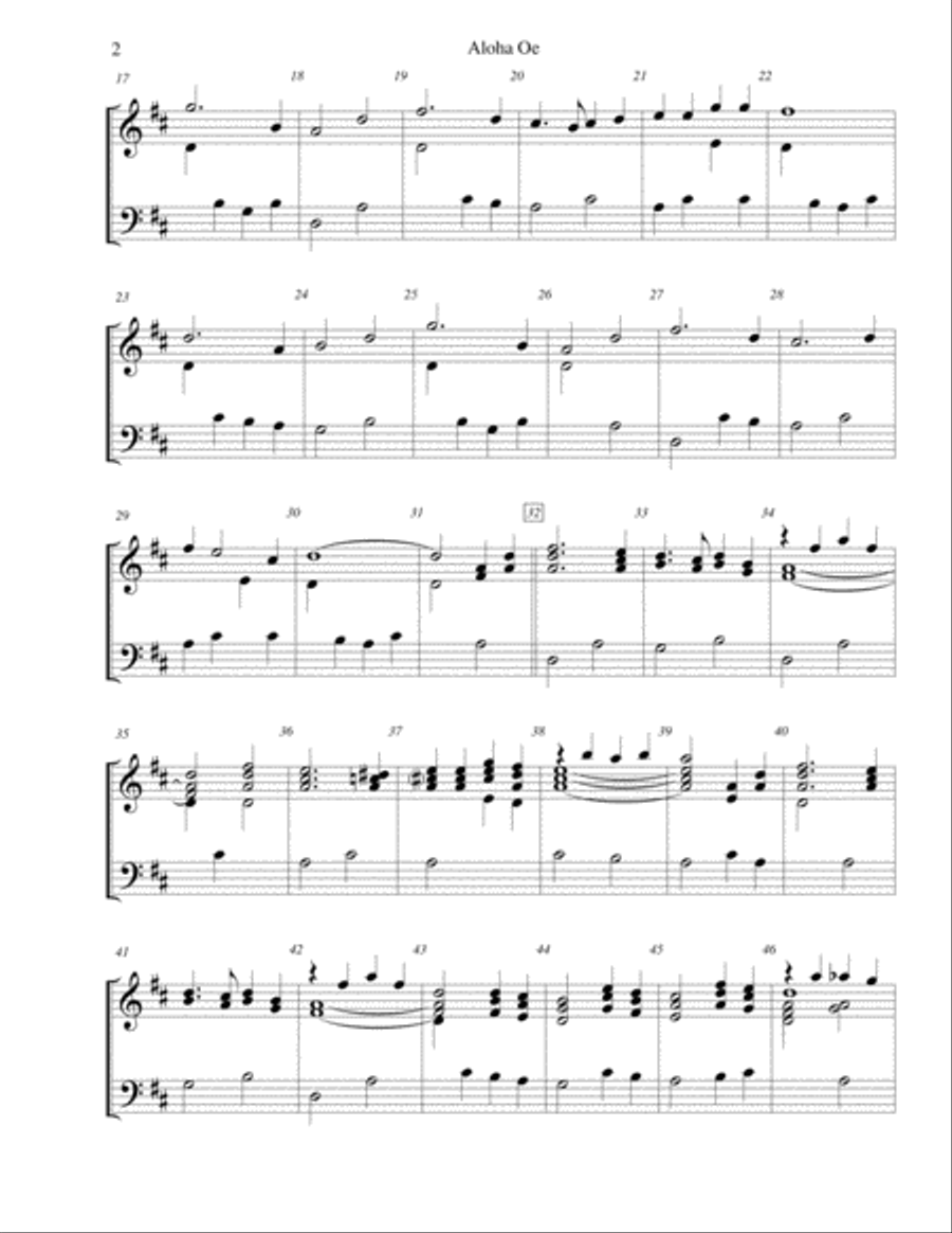Aloha Oe - for 3-octave handbell choir 3-Octaves scores gallery preview page 2