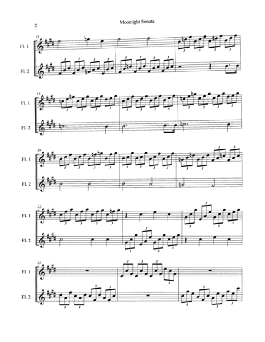 Moonlight Sonata (Flute Duet) Flute Duet scores gallery preview page 3