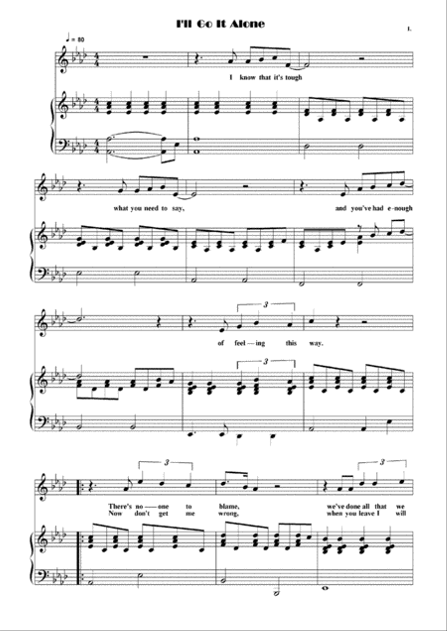 I'll Go It Alone Voice scores gallery preview page 1