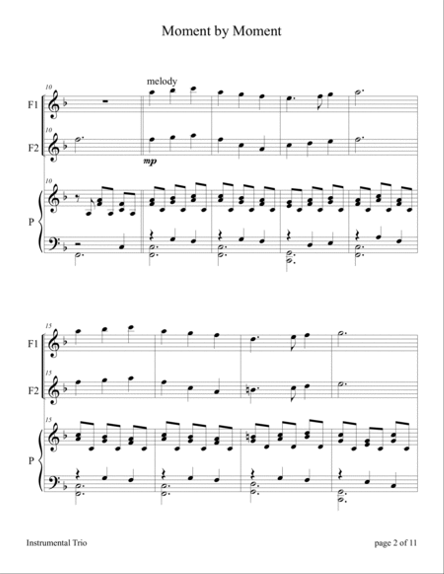 Moment by Moment (for Flute Duet with Piano Accompaniment) Flute Duet scores gallery preview page 6
