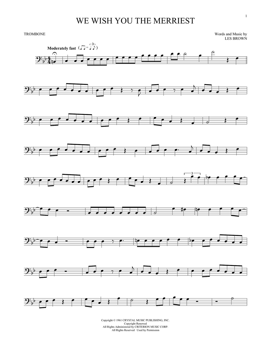 We Wish You The Merriest Trombone Solo scores gallery preview page 1