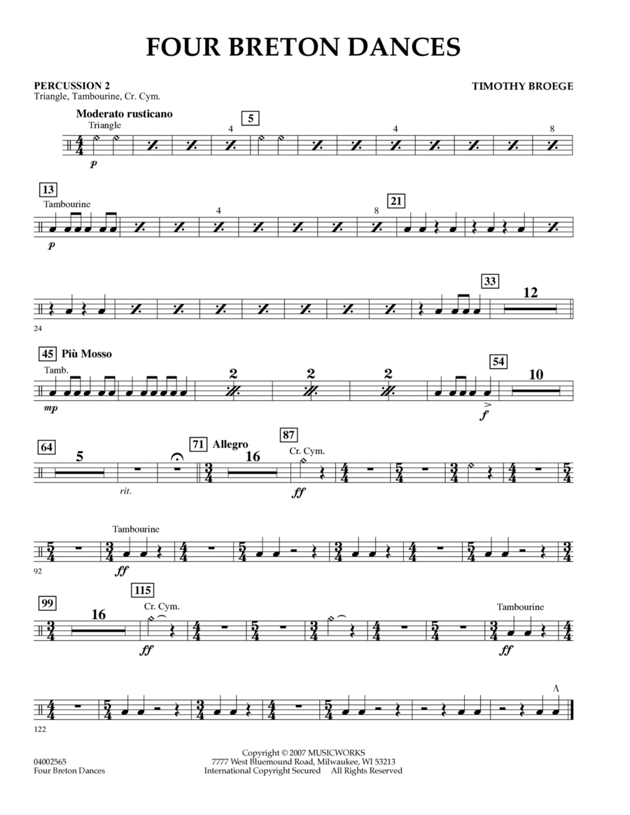 Four Breton Dances - Percussion 2 Percussion scores gallery preview page 1