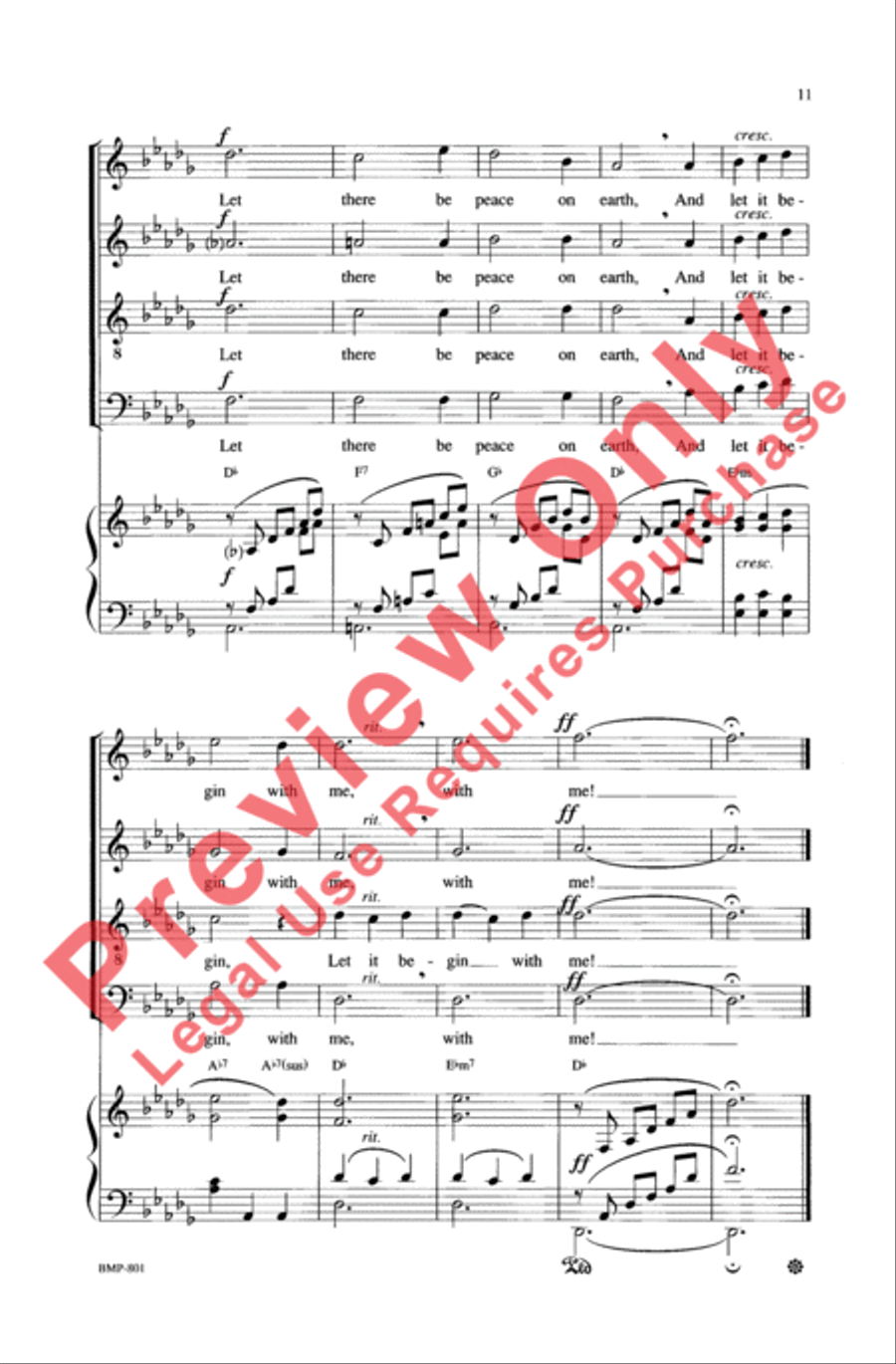 Let There Be Peace on Earth 4-Part scores gallery preview page 11
