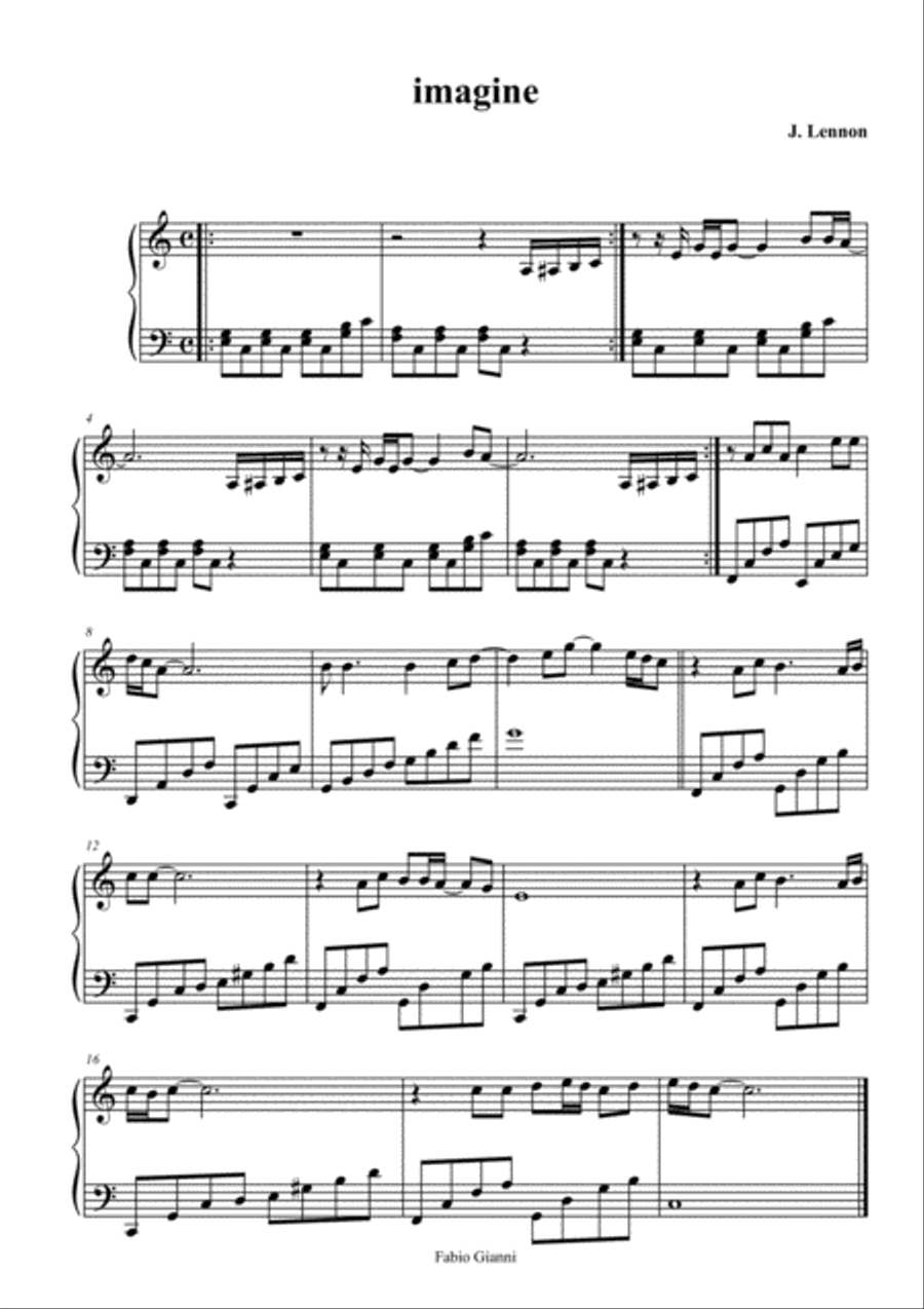 Imagine Imagine Easy Piano scores gallery preview page 1