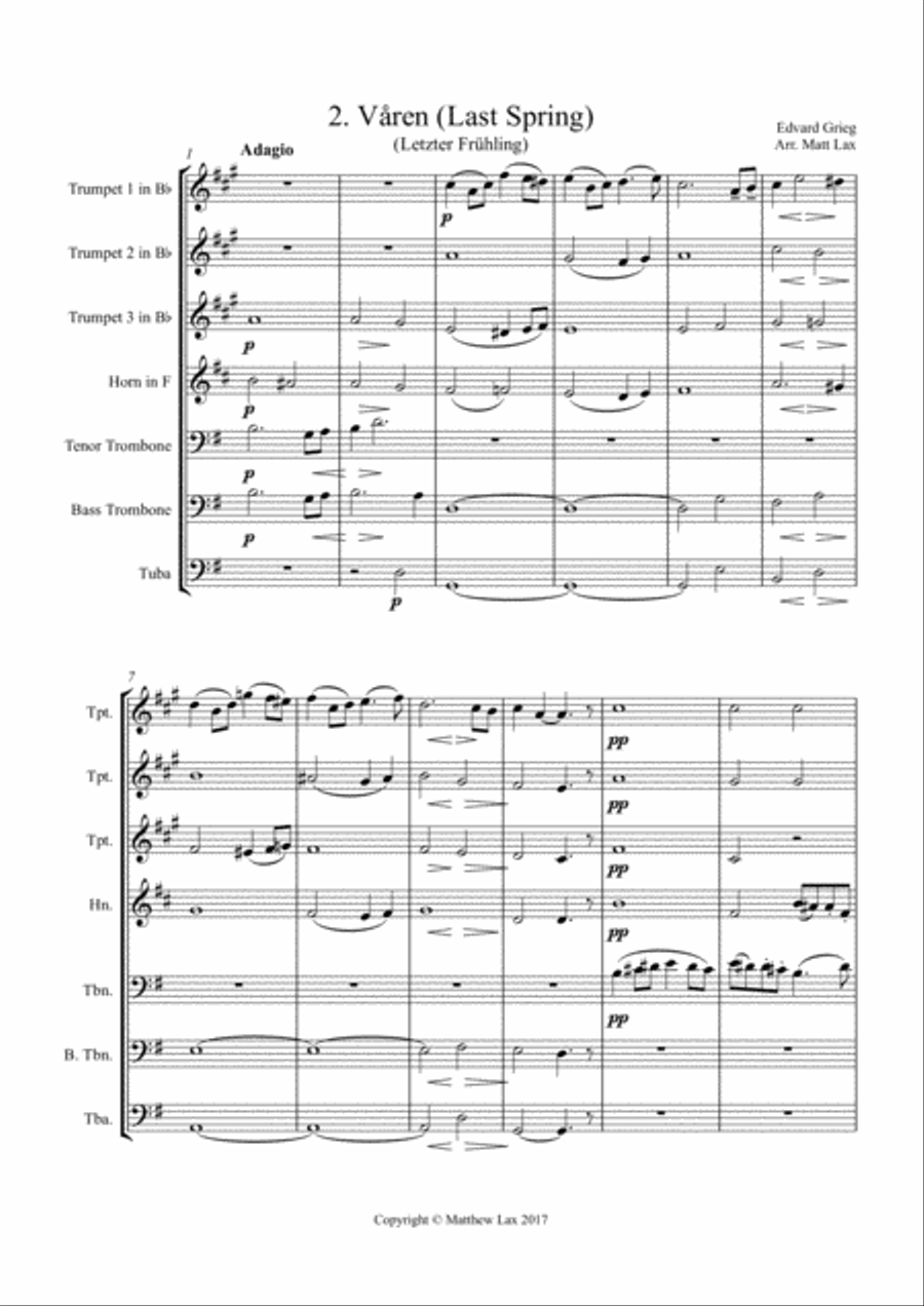 Last Spring from Two Elegiac Melodies (Brass Septet) Brass Ensemble scores gallery preview page 2