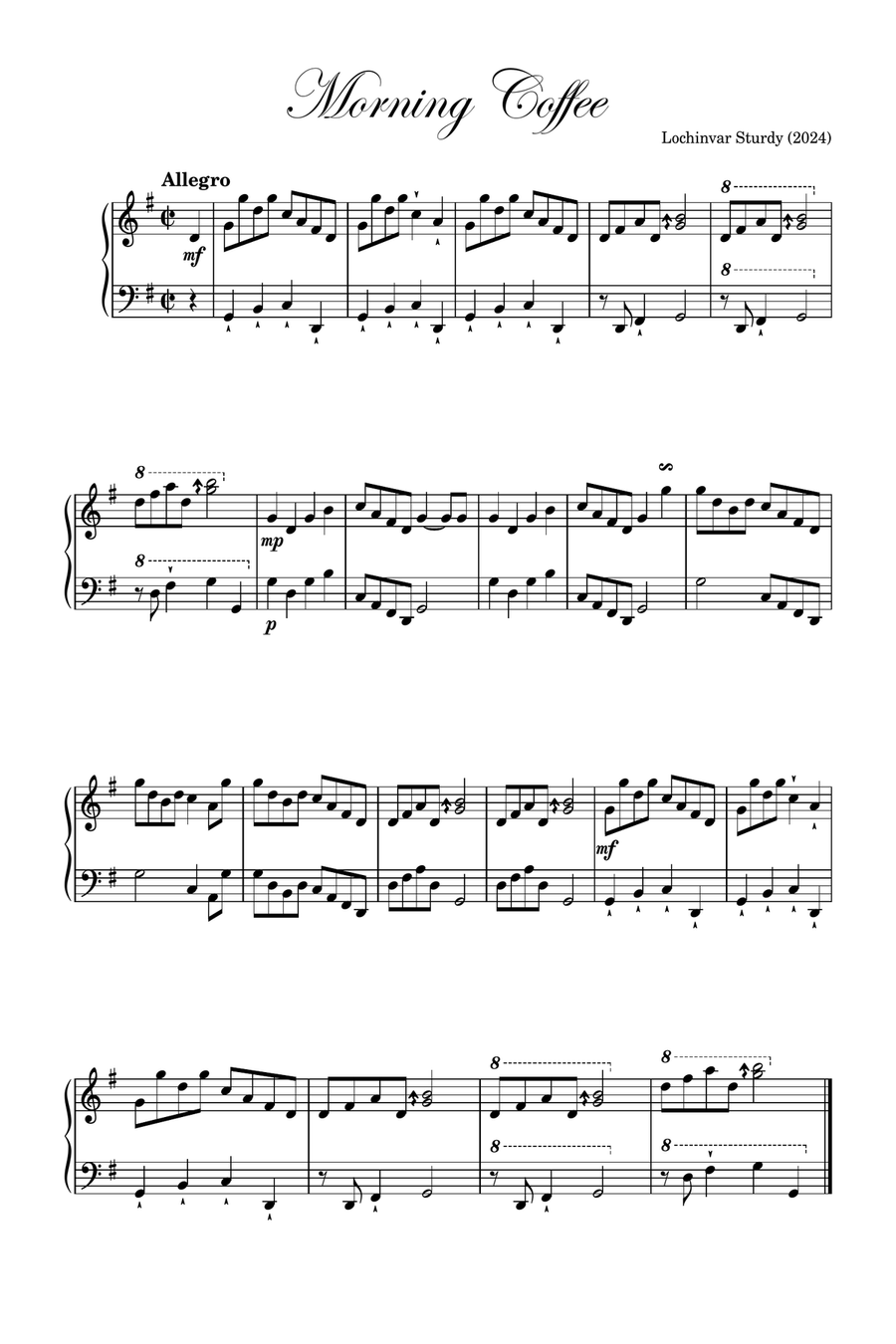 Morning Coffee Piano Solo scores gallery preview page 1