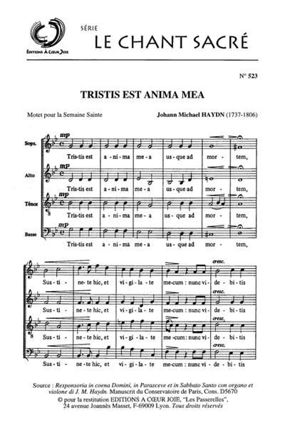 Tristis Est Anima Mea