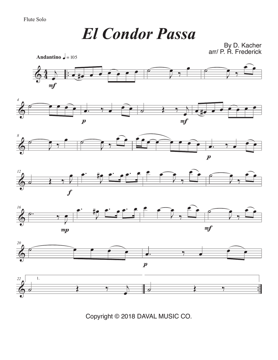 El Condor Pasa Flute Solo scores gallery preview page 1