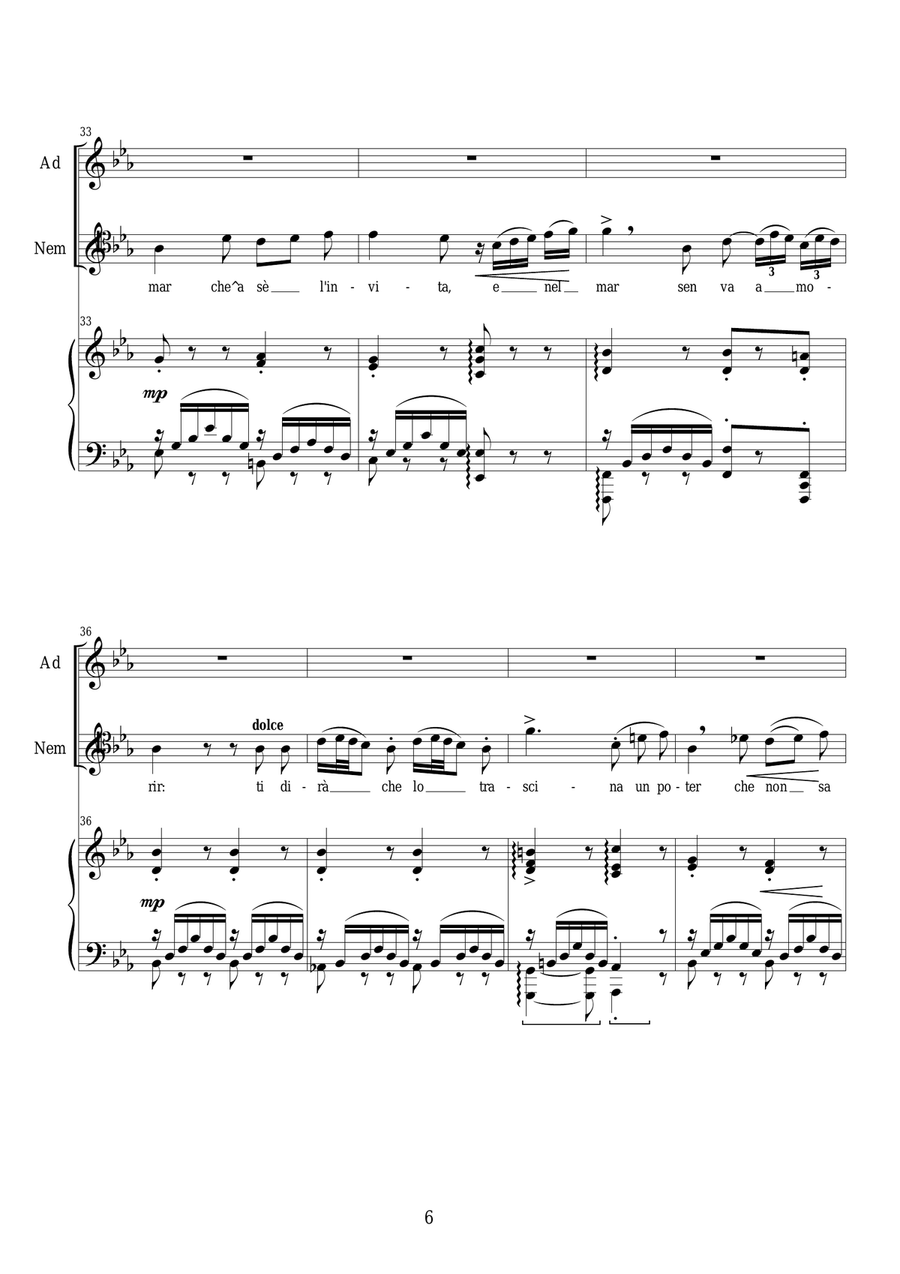 Donizetti-L'Elisir d'amore-Chiedi all'aura lusinghiera (Act1) Soprano, tenor and piano Piano, Vocal scores gallery preview page 6