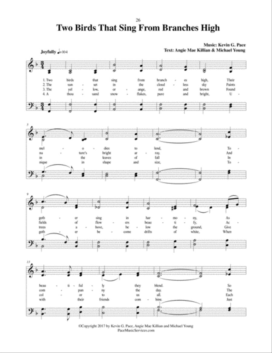 Two Birds That Sing From Branches High - an original hymn 4-Part scores gallery preview page 2