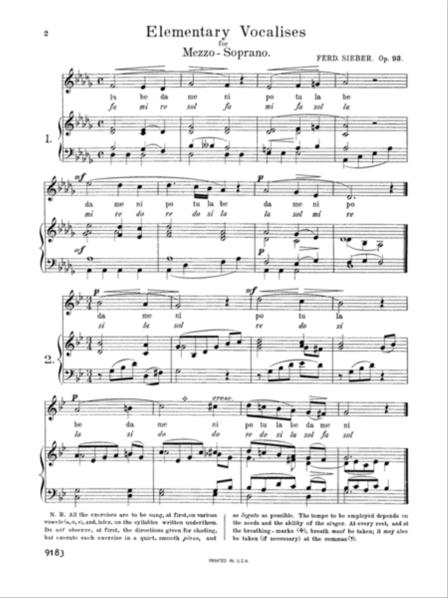 36 Eight-Measure Vocalises for Elementary Teaching