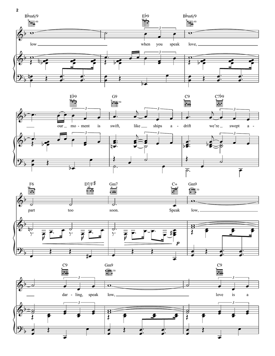 Speak Low Piano, Vocal, Guitar scores gallery preview page 2