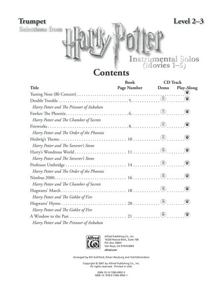 Harry Potter, Instrumental Solos (Movies 1-5) - Trumpet image number null