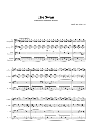 Book cover for The Swan by Saint-Saëns for Sax Quartet AATB with Chords