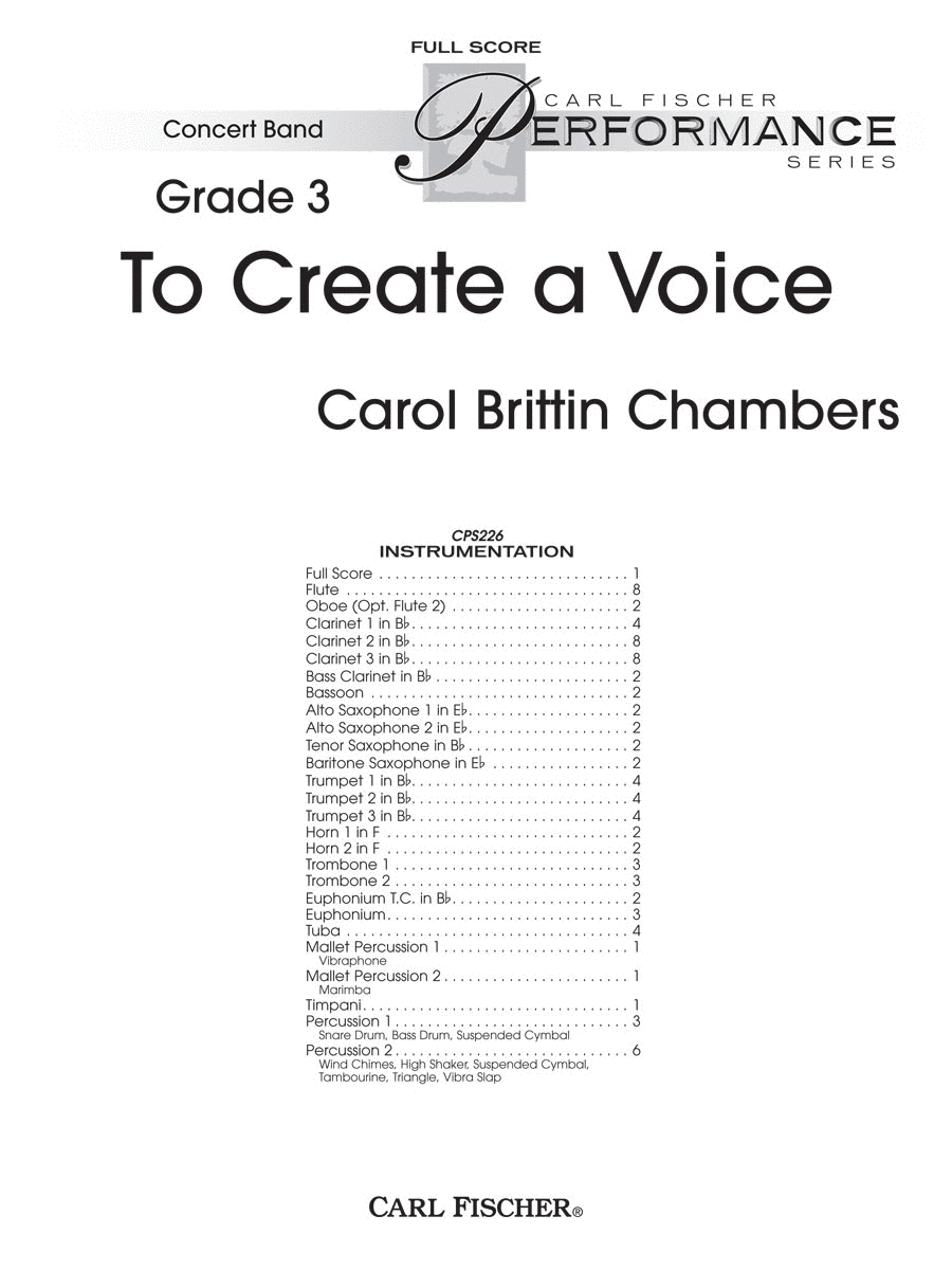 To Create a Voice Concert Band scores gallery preview page 1