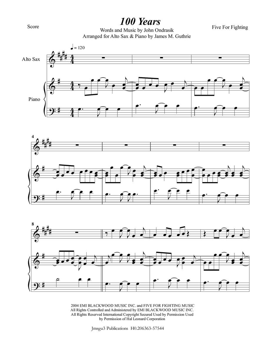 100 Years Alto Saxophone scores gallery preview page 1