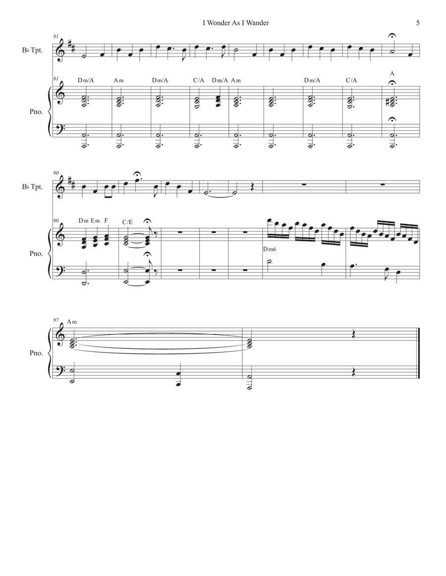 I Wonder As I Wander I Wonder As I Wander Trumpet Solo scores gallery preview page 5