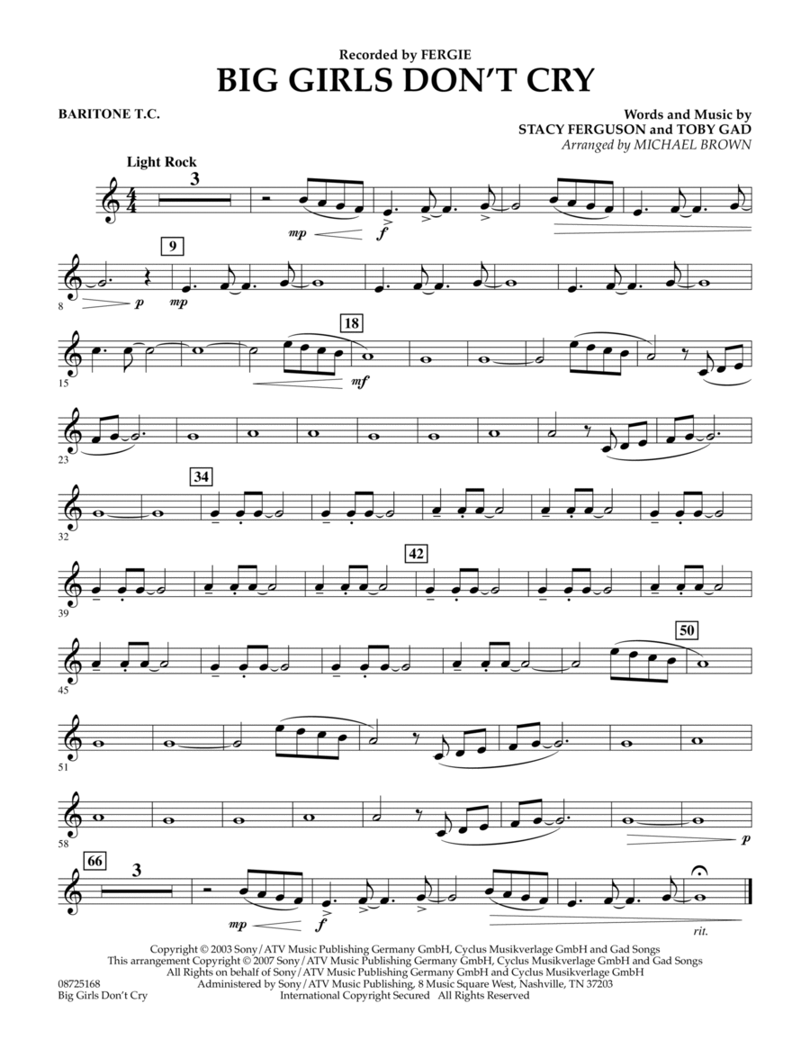 Big Girls Don't Cry - Baritone T.C. Concert Band scores gallery preview page 1