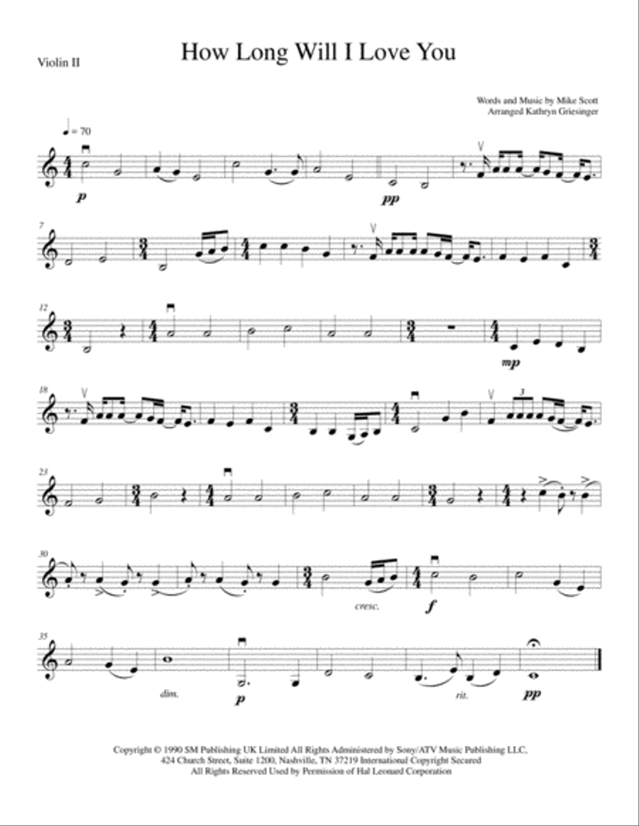 How Long Will I Love You String Quartet scores gallery preview page 2