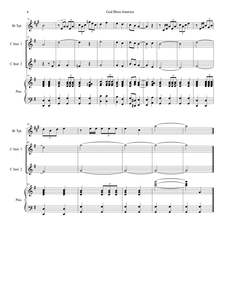 God Bless America God Bless America Piano scores gallery preview page 4