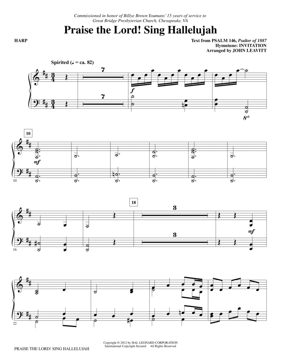 Praise The Lord! Sing Hallelujah - Harp Choir scores gallery preview page 1