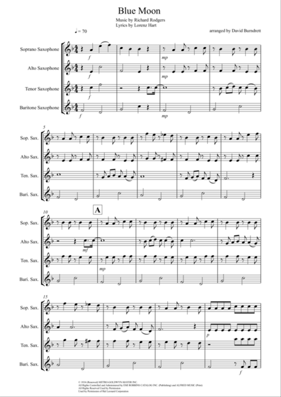 Blue Moon Woodwind Quartet scores gallery preview page 1
