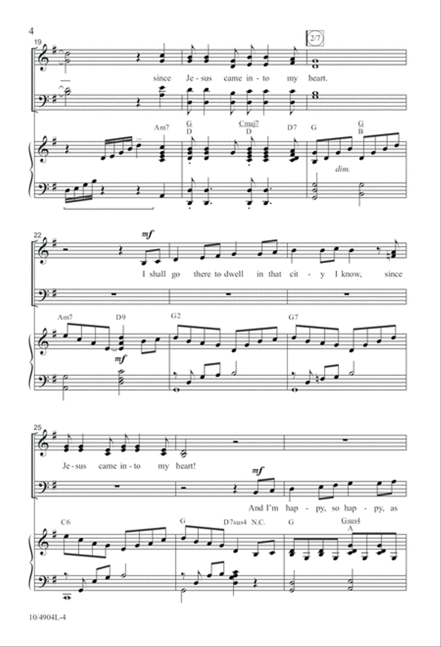 Since Jesus Came Into My Heart 4-Part scores gallery preview page 4
